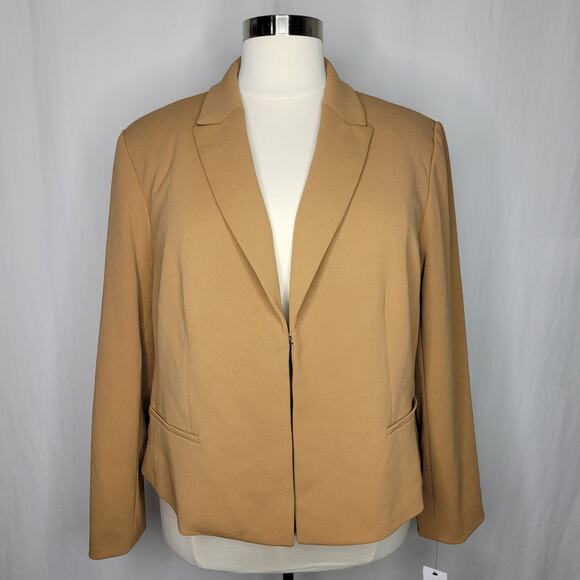 Calvin Klein Cropped Long-Sleeve Blazer Luggage NWT Plus Size 22W - Picture 3 of 9